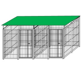 2 Box per Cani in Linea in Rete con Copertura Ciascuno da 2x2 Metri con Zincatura a Caldo