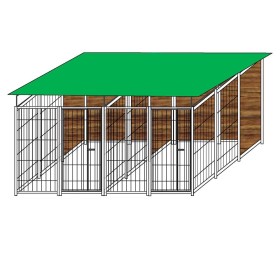 2 Box in Linea con Copertura e Retro in Legno Ciascuno da 3x2 Metri con Zincatura a Caldo