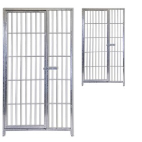 2 Pannelli con Porta in Rete per Box Cani con Zincatura a Caldo Ciascuno da 100xh180 Cm