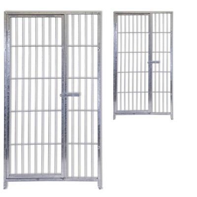 2 Pannelli con Porta in Rete per Box Cani con Zincatura a Caldo Ciascuno da 100xh180 Cm