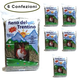 Multipack da 6 Pz di Fieno del Trentino per Coniglietti Nani e altri Roditori 1 Kg Cad