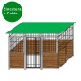 Recinto per Cani da 3x2 Metri Coperto con Pannelli Mezzo Legno e Mezzo Rete Zincatura a Caldo