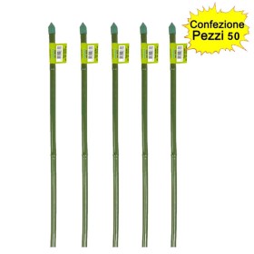 Tutori in Bamboo Plastificato Verde per Piante 50 pezzi 8-10 mm x Altezza 90 cm