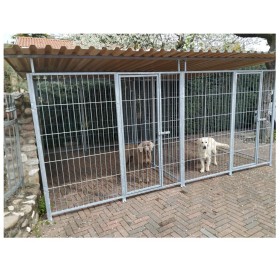 2 Box per Cani in Linea con Copertura Ciascuno da 3x2 Metri con Zincatura a Caldo