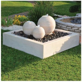 Sfere Nettuno Marmo con Led Pompa Raccordi e Ghiaino Cascata da Giardino Magic