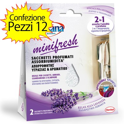 Ariasana Mini Fresh 12 Pezzi da 100 gr Fiori Lavanda Bustine Appendibili