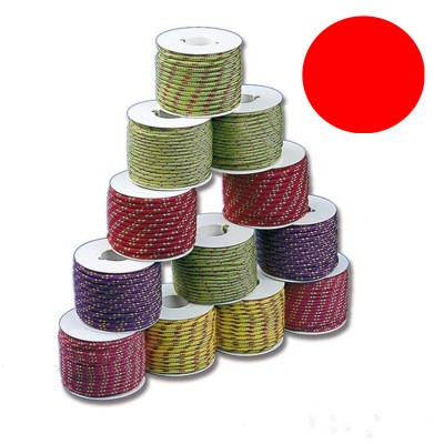 TRECCIA IN POLIESTERE COLORATO 1 BOBINETTA TRECCIATA 16 FUSI 22 MT ROSSO NAUTICA