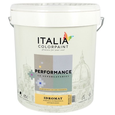 Pittura Idromat Acrilica Superlavabile Performance Ioni Argento Litri 2,5 Bianco