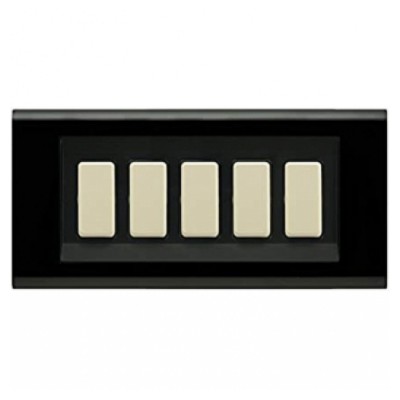 Placca Nera FEB 2585/N 5 Posti per Magic Ticino o Compatibili