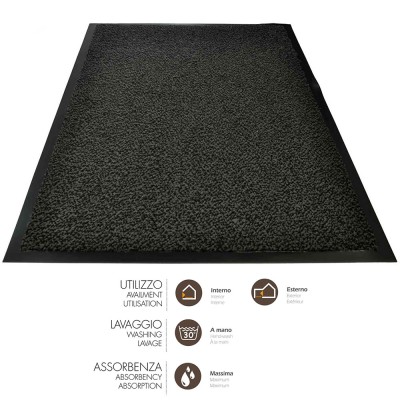 Zerbino Tappeto Assorbente Antiscivolo Lavabile Cm 90x120 Cattura Sporco