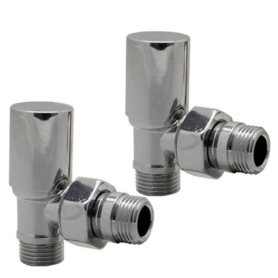 Valvole Cromate a Squadra Per Radiatore d'arredo 1/2 Con Raccordi Rame