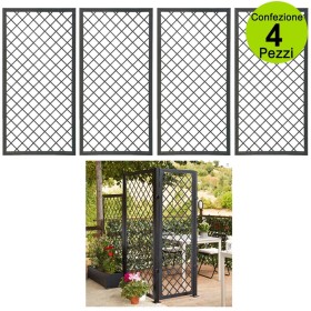 Multipack 4 pz Tralicci Fissi 0,90 x h 1,80 Metri con Cornice in Metallo Stell Trellis Colore Antracite