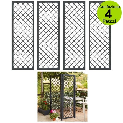 Multipack 4 pz Tralicci Fissi 0,60 x h 1,80 Metri con Cornice in Metallo Stell Trellis Colore Antracite