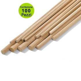 Multipack da 100 pz Asta in Legno Spinotto in Faggio Zigrinato Metri 1 x Diametro 8 mm