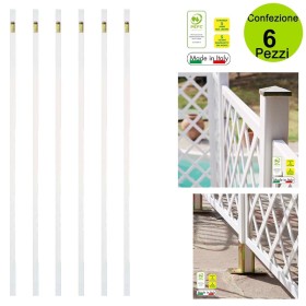 Multipack da 6 pz Palo per Tralicci in Legno Bianco Sostegno Tralicci 50x50 mm x h 2,03 cm