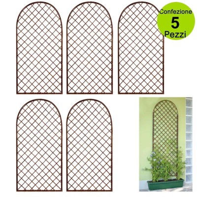 Multipack 5 pz Tralicci Fissi ad Arco in Salice Naturale Colore Marrone 0,60 x h 1,80 Metri