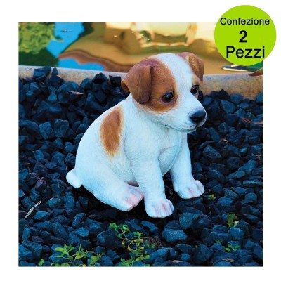 Multipack da 2 pz Decorazione in Resina Cane Jack Russel H 18 Cm Giardino e Laghetto Magic