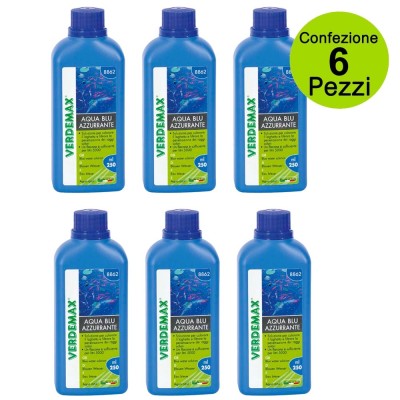 Multipack da 6 pz Aqua Blu Azzurrante per Laghetto Riduce e Rallenta le Alghe Dose Litri 30.000