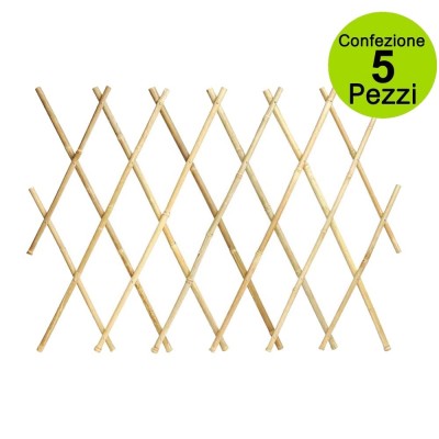 Multipack da 5 pz Tralicci Estensibili In Bamboo 0,60 x h 1,80 Metri Colore Naturale