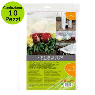 Multipack 10 pz Telo Velo in TNT di Protezione dal Gelo e dai Parassiti per Piante e Ortaggi 1,6 x 10 metri Bianco Tessuto e non
