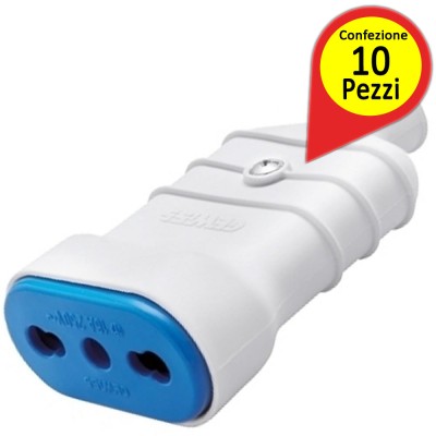 Prese Bivalenti GW28205 Gewiss 2P+T 10-16A Bianca Confezione Pezzi 10