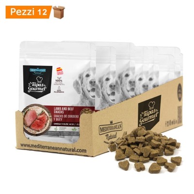 Multipack da 12 pz Cibo per Cani Semiumido Tapas Gourmet MEDITERRANEAN NATURAL Agnello & Manzo
