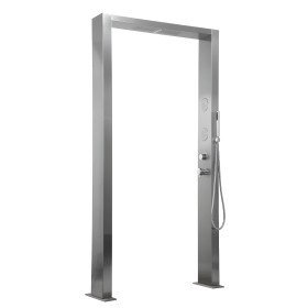 Doccia Doppia Inox Acero da Giardino Multifunzione Cascata Getti Idro Lombari