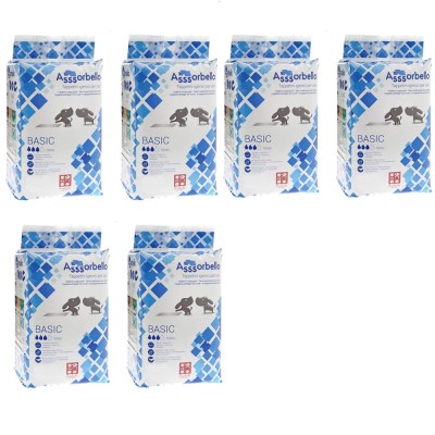 Multipack da 6 Confezioni BASIC Tappetini Igienici per Cani con Strisce Adesive 60x60 cm