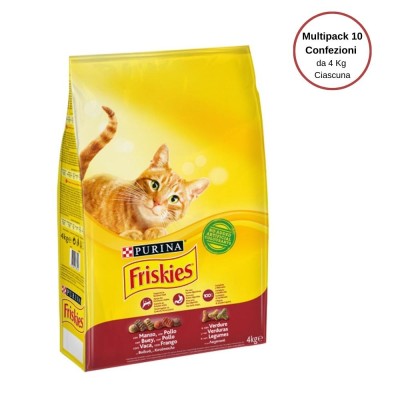 Purina Friskies Con Coniglio Manzo E Verdure Per Gatto Adulto Multipack Da 10 Confezioni Da 4 Kg Ciascuna