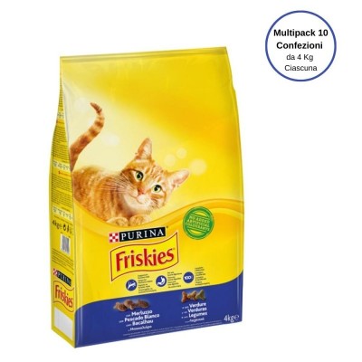 Purina Friskies Con Coniglio Merluzzo E Verdure Per Gatto Adulto Multipack Da 10 Confezioni Da 4 Kg Ciascuna