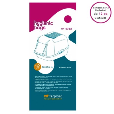 Multipack 12 Confezioni di Ferplast Sacchetti Igienici FPI 5362 per Toilette Bella - Bella Cabrio - Nip 20 Plus e Nip 20 Wood