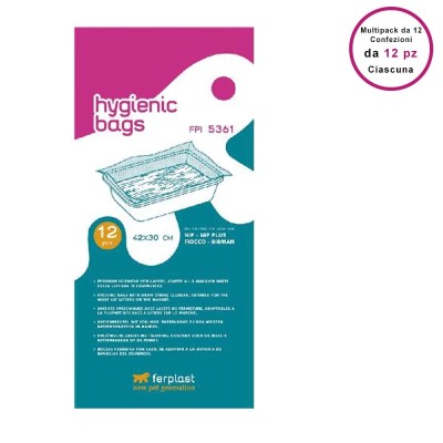 Multipack 12 Confezioni di Ferplast  Sacchetti Igienici FPI 5361 per Toilette Gatti Nip 10 Plus e Nip 10 Wood