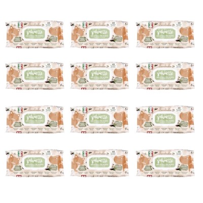 Multipack 12 Confezioni Salviette Per Cani e Gatti Manto Morbido e Idratato con Latte di Cocco