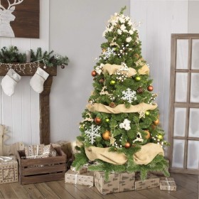 Albero di Natale Compreso di Luci e Decorazioni Color Bosco h 180 cm