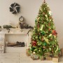 Albero di Natale Compreso di Luci e Decorazioni Color Oro Bordeaux Alto 210 cm