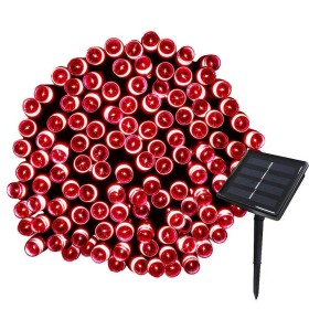 Luci di Natale Rosse per Interno ed Esterno per Decorare l'Albero di Natale 22 m 200 Led Con Pannello Solare