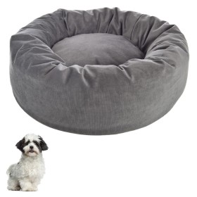 Fuss Dog Cuccetta per Cani Sfoderabile Tonda Velvet Grigia Diametro 60 x h 20 cm Made In Italy