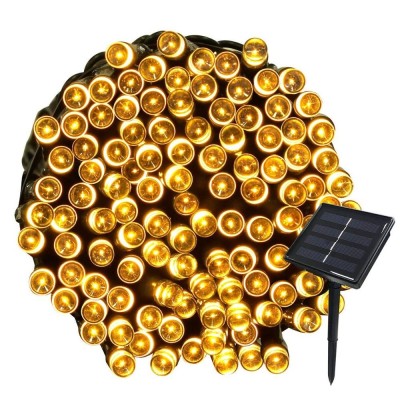 Luci di Natale Bianco Caldo per Interno ed Esterno per Decorare l'Albero di Natale 22 m 200 Led Con Pannello Solare