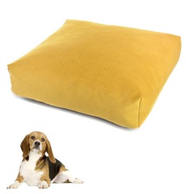 Cuscino per Cani Sfoderabile Velvet Giallo Diametro 60 x 60 h 15 cm Fuss-Dog Made In Italy