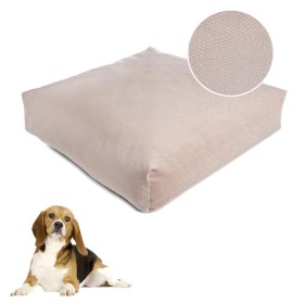 Cuscino per Cani Sfoderabile Velvet Beige Diametro 60 x 60 h 15 cm Fuss-Dog Made In Italy