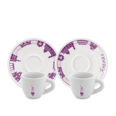 Bialetti Set 2 Tazzine e 2 Pattini Moka Firenze
