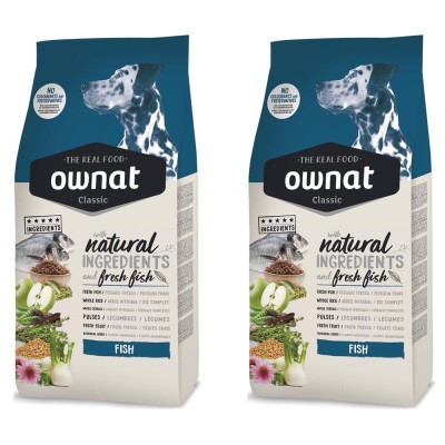 Multipack di 2 Confezioni da 20 Kg di Ownat Crocchette per Cani Classic Fish Natural