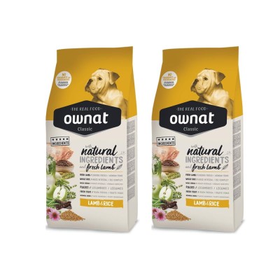 Multipack di 2 Confezioni da 4 Kg di Ownat Crocchette per Cani Classic Lamb & Rice Natural