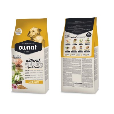 Ownat Crocchette per Cani Classic Lamb & Rice Natural Confezione Da 4 Chilogrammi