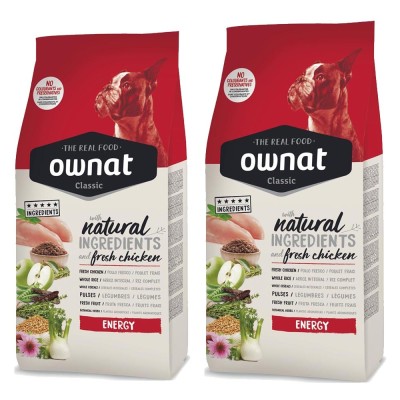 Mutipack di 2 Confezioni da 20 Kg di Ownat Crocchette per Cani Classic Energy Natural