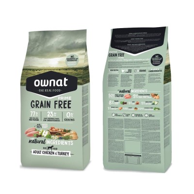 Ownat Crocchette per Cani Grain Free Adult Pollo & Tacchino Confezione Da 3 Chilogrammi