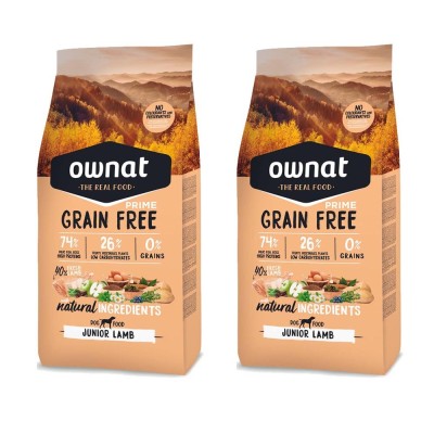 Mutipack di 2 Confezioni da 3 Kg di Ownat Crocchette per Cuccioli Grain Free Junior Agnello