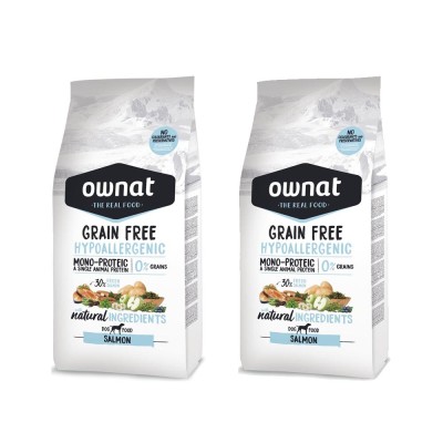 Mutipack di 2 Confezioni da 3 Kg di Ownat Crocchette per Cani Just Grain Free Hypoallergenic con Salmone