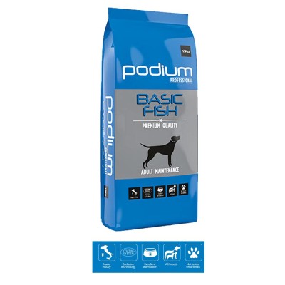 Podium Crocchette per Cani Professional Basic Fish Formula Mantenimento Confezione Da 15 Chilogrammi