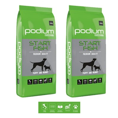 Multipack di 2 Confezioni da 15 Kg di Podium Crocchette per Cani Professional Start Fish per Cuccioli